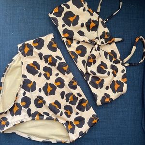 Girls Swim suit. Retro Inspired Cheetah size 10-12